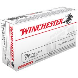 Winchester USA 9mm Ammo 115gr FMJ 50rds - Q4172