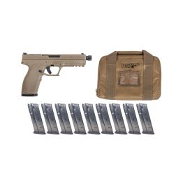 PSA 5.7 Rock Complete Optics Ready Pistol With Threaded Barrel, Flat Dark Earth With 10 Magazines & PSA Pistol Case
