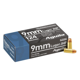 Aguila Pistol 9mm Ammunition, 50 Rounds JHP 124Gr - 1E092125