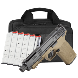 S&W Bundle M&P 5.7 OR 5" Threaded Barrel (6)22rd Pistol, FDE/Black NTS with Savior Bag - 14751