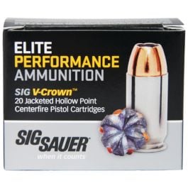 Sig Sauer 45 Auto/ACP 185gr JHP V-Crown Elite Performance Ammunition 20rds - E45AP0-2-