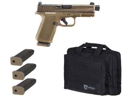Ruger RXM Tactical Bundle 4" Threaded 9MM (3)15rd O.R Pistol w/ Range Bag, 2 Tone FDE - 19400-TACPAC