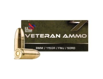 Hyperion Munitions Veteran 9mm 115 gr FMJ Ammo, 50rds - HMBX913