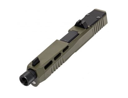 PSA Dagger Complete SW2 RMR Slide Assembly With Threaded Barrel, Extreme Carry Cut, & Ameriglo Lower 1/3 Co-Witness Sights, Green