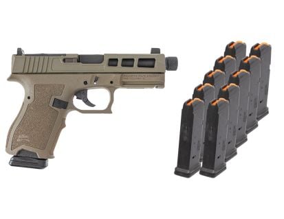 PSA Dagger Compact 9mm Pistol With SW1 ECC RMR Slide & Threaded Barrel w/10-15rd Mag and Bag, Sniper Green(Rear Sight Rear)