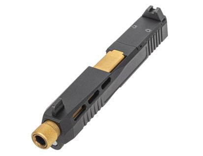 PSA Dagger Complete SW2 RMR Slide Assembly W/ Gold Barrel, Black