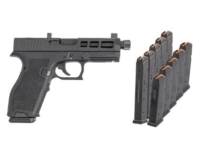 PSA Dagger Full Size - S 9mm Pistol with SW1 RMR, Threaded Barrel & 5 17rd & 5 27rd Mags, Black