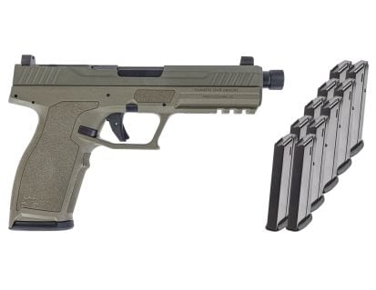 PSA 5.7 Rock Complete Optics Ready Pistol With Threaded Barrel, Sniper Green With 10 Magazines & PSA Pistol Case