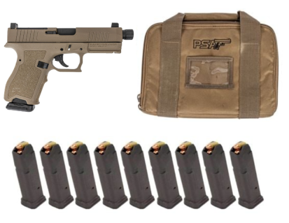 PSA Dagger Compact 9mm RMR Pistol W/Threaded Barrel, 10 - 15rd Magazines, & Pistol Case, Flat Dark Earth