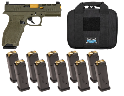 PSA Dagger Full Size - S 9mm Pistol With SWR RMR Slide W/Gold Barrel, Sniper Green With 10-17rd PMAGS & PSA Pistol Bag