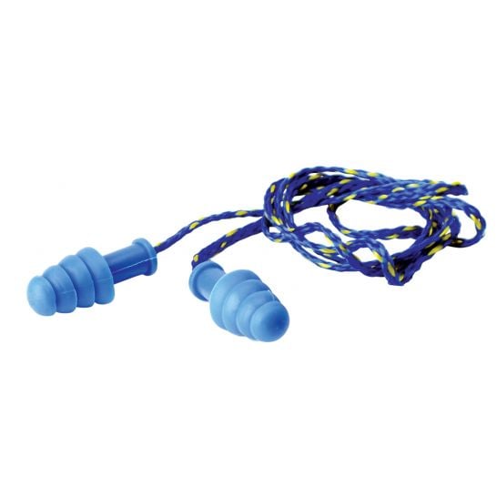 Walkers Game Ear 27 dB Corded Ear Plug, Blue/Yellow GWPTPRCORDBL