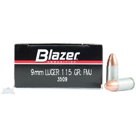 CCI Blazer 9mm 115gr FMJ Aluminum Case Ammunition, 50 Round Box 3509