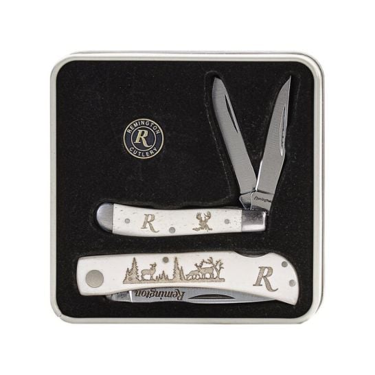 Remington Mule Deer Tin Collector Gift Set Knife Set, White Collector's Set for Enthusiasts - 15685