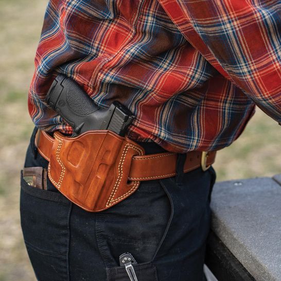 Galco Combat Master Right Hand Leather Holster - Tan Belt Holster For Firearms