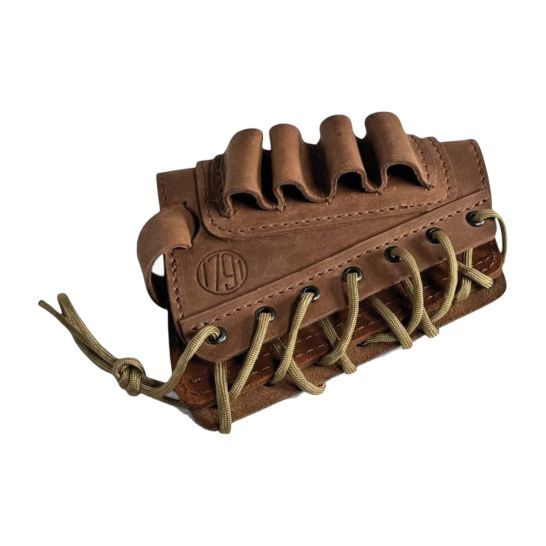 1791 Gunleather Hunt 12 Gauge Butt Cuff Ammo Holder, 4 Shells Oiled Brown