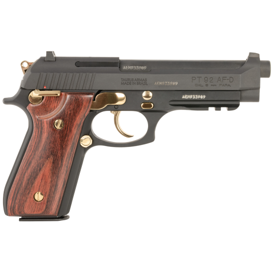 Taurus 92 Full Size 9mm 5" 17rds, Matte Black with Gold Accents