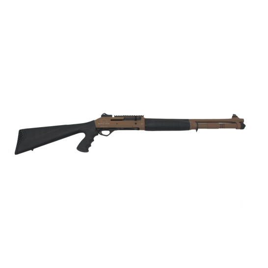 Black Aces Tactical S4 18.5" 12ga Semi-Auto Shotgun, Black/FDE - BATS4PGFDE
