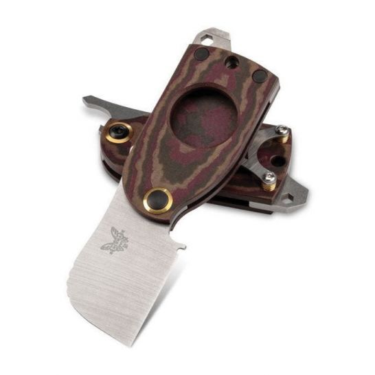 Benchmade Aller Fumee Chisel Ground/Guillotine Folding Knife, 1.6", Chocolate/Brown/Red 381