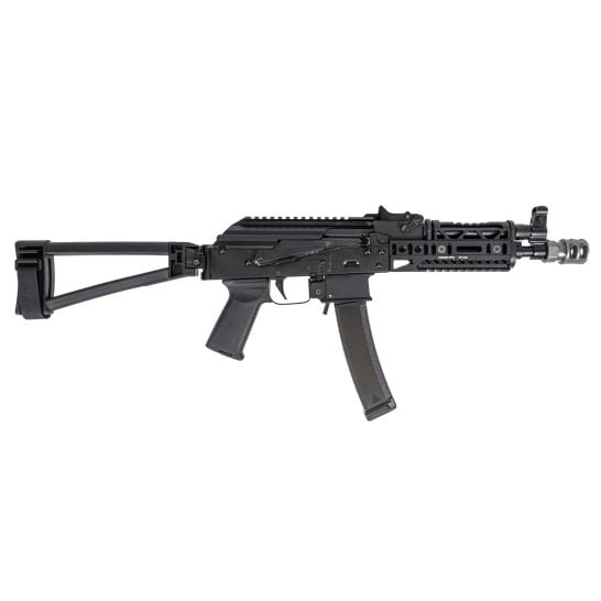 PSA AK-V 9MM MOE ALG TRIANGLE SIDE FOLDING, BLACK WITH SA SA-10U AND SA-19 HANDGUARDS AND SA-2V MUZZLE BRAKE