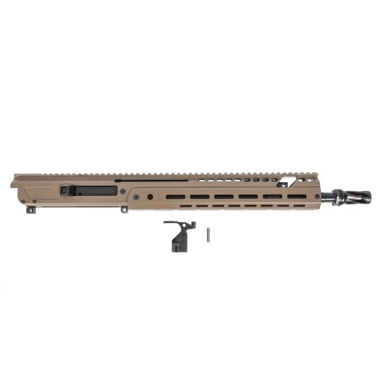 PSA JAKL 14.5" RIFLE LENGTH UPPER ASSEMBLY 5.56 NATO 1:7 NITRIDE W/KNURLED CH, BCG HUXWRX FLASH HIDER, FDE
