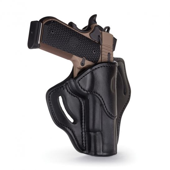 1791 Gunleather BH1 Right Hand 4" to 5" Barrel 1911 OWB Open-Top Holster, Stealth Black - BH1-SBL-R