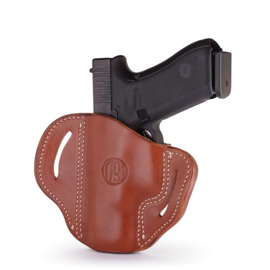 1791 Gunleather BH2.1 Right Hand Glock 17 OWB Open-Top Multi-Fit Holster, Classic Brown - BH2.1-CBR-R