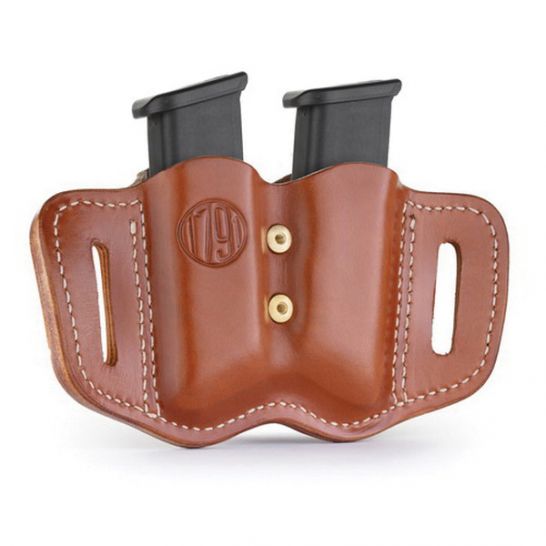 1791 Gunleather MAG F Double Magazine Carrier, Classic Brown - MAGF22CBRA