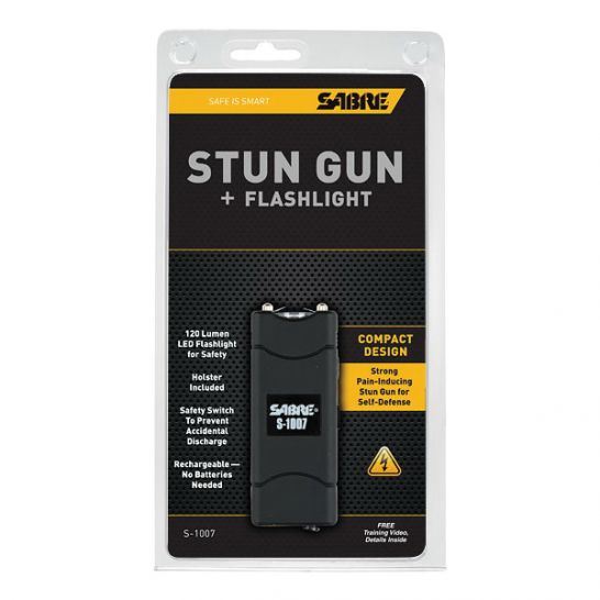 Sabre 3.8 MV Portable Short Stun Gun w/ LED Flashlight, Black S1007BK