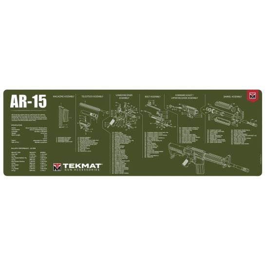 Tekmat Ar 15 Parts Diagram Gun Cleaning Mat 36 W X 12 H X 0 125 T Olive Drab Green R36 Ar15 Od Palmetto State Armory