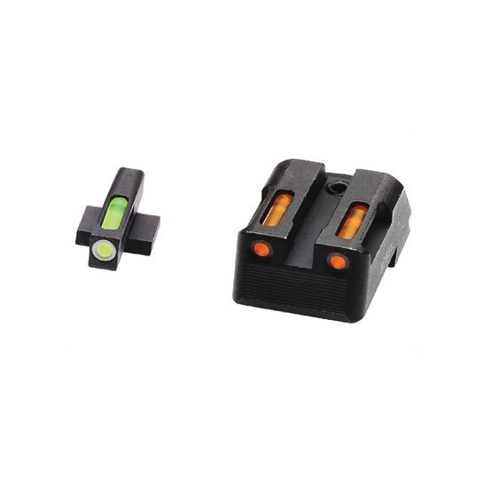 HiViz LiteWave H3 Fixed Rear Sight 1911 Tritium Litepipe Night Sight Set, Green/Orange KBN421