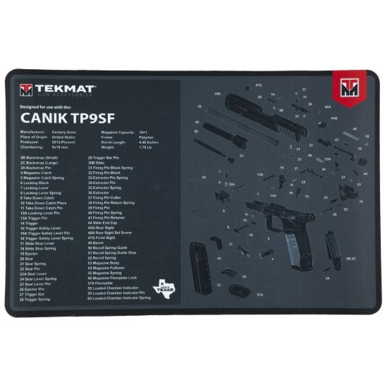 TekMat Cleaning Mat, Pistol Size, 11"x17", For Canik TP9SF, Black Palmetto State Armory