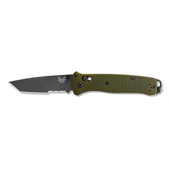 Benchmade Bailout Gray Serrated Tanto Folding Knife Woodland Green