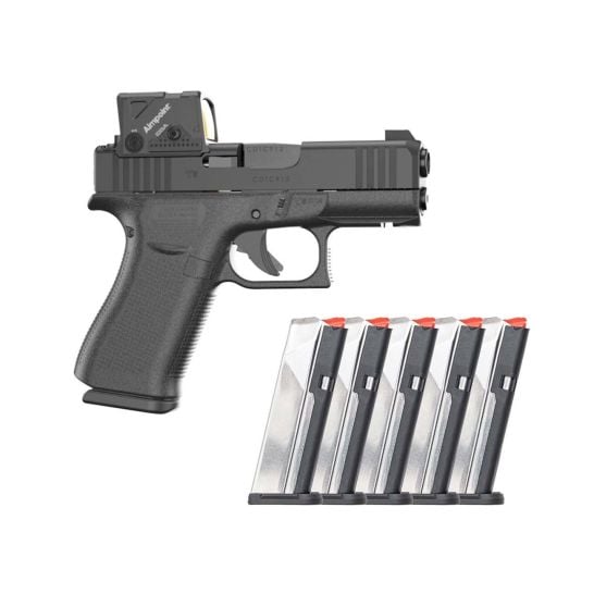 Glock G43X 9mm Pistol w/ Aimpoint Optic & Five PSA Dagger Micro 9mm 15 Round Magazines