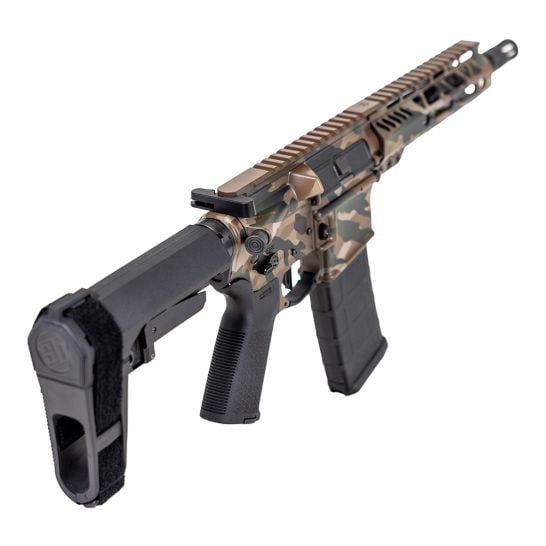 PSA Custom 8.5" PL 300AAC 1/7 Nitride 7" M-Lok Pistol W/ PSA Custom 3.5lb Flat FCG, Coyote Woodland