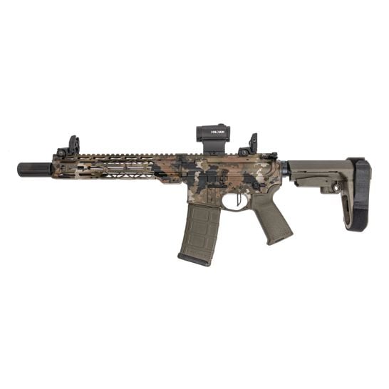PSA Custom 10.5" SS 1/7 5.56 Pistol W/ 10.5" Mlok, Flat FCG, Holosun Red dot - Hollow Bottom Camo