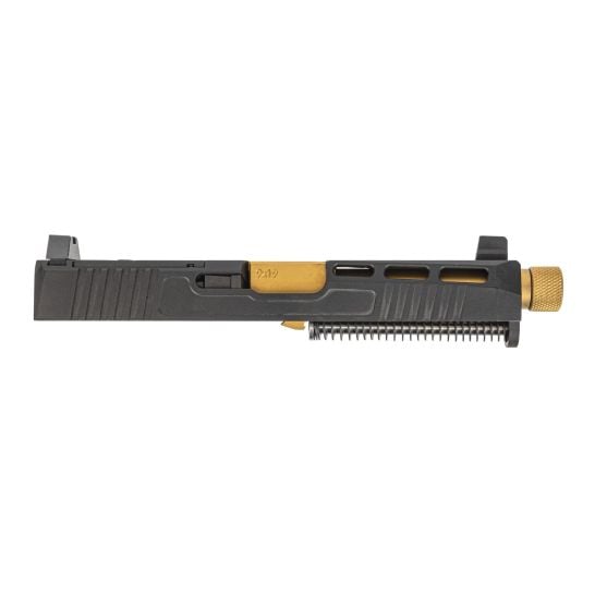 PSA Dagger Complete SW2 RMR Slide Assembly W/ Gold Barrel, Black