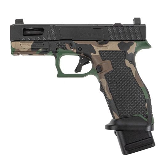 PSA Sabre Dagger Full Size - S 9mm Pistol, Spiral Fluted Barrel, W/Mag Extensions, M81 Woodland Camo