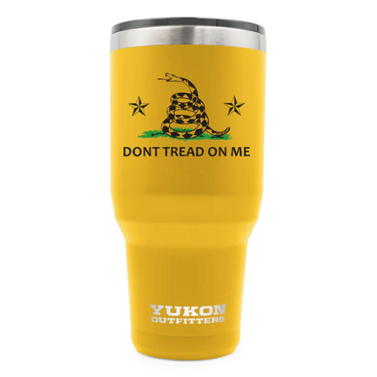 Yukon Outfitters 40 oz Tumbler, Gold Don't Tread on Me - YO40GOLDSNAKE