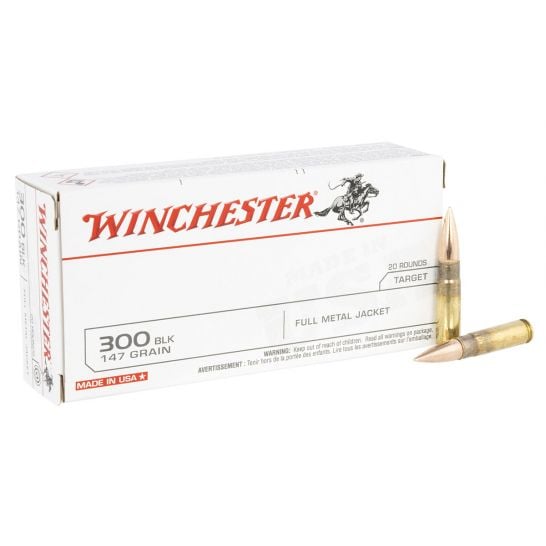 Winchester Ammo USA300B147 USA 300Blackout 147gr Full Metal Jacket Open Tip 20 Per Box/10 Case