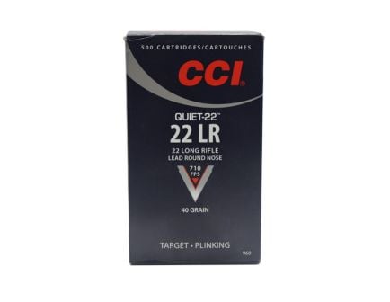 CCI .22 LR 40gr LRN Quiet-22 Ammunition, 500rds (10 boxes of 50) ‒ 0960