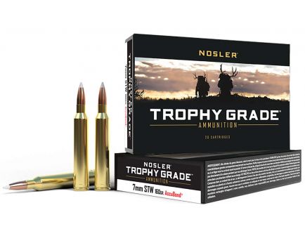 Nosler Trophy Grade 7mm STW 160 grain AccuBond Rifle Ammo, 20/Box - 60047