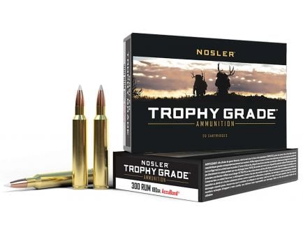 Nosler Trophy Grade 300 RUM 180 grain AccuBond Rifle Ammo, 20/Box - 60065