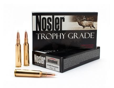 Nosler Trophy Grade 6.5x55 Swedish Mauser 140 grain AccuBond Rifle Ammo, 20/Box - 60022