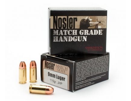 Nosler Match Grade 9mm Luger 115 grain JHP Handgun Ammo, 20/Box - 51285