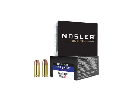 Nosler Defense 9mm Luger +P 124 grain BJHP 20 Rounds Ammunition - 38432