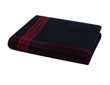 Rothco Striped Outdoor Wool Blanket - Navy Blue - Red