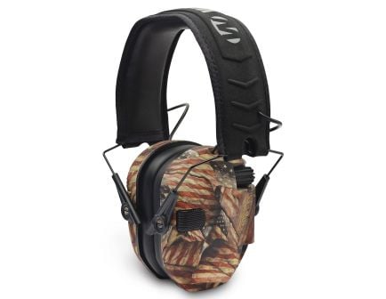 Walkers Game Ear Razor Slim Shooting 23 dB Over the Head Electronic Folding Earmuff, USA Flag - GWPRSEMBARM