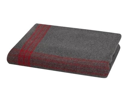 Rothco Striped Outdoor Wool Blanket - Grey - Red