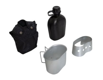 Rothco 4 Piece Canteen Kit With Cover, Aluminum Cup Stove - Stand, Black