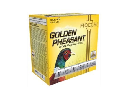 Fiocchi Golden Pheasant 12 Gauge 2.75" #4 Shot Ammo - 1.37 oz - 25rds - 12GP4
